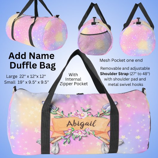Sac De Sport Ajouter Le Nom Pastel Boho Flèches Fleurs Flèches