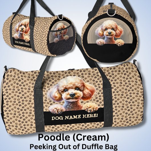 Sac De Sport Ajouter Nom du chien Votre nom, Poodle - Crème -