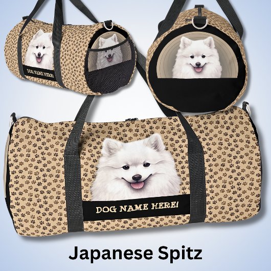 Sac De Sport Ajouter Nom du chien, Votre nom, Spitz japonais