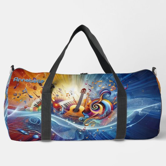 Sac De Sport Ajouter Nom, Initiales, Notes de musique Explosion (Recto)