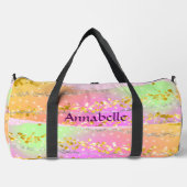 Sac De Sport Ajouter Nom, Rose Vert Or Brush Strokes Stars (Recto)