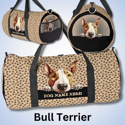 Sac De Sport Ajouter un nom de chien ou votre nom, Bull Terrier