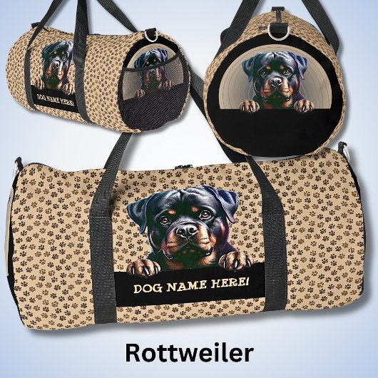 Sac De Sport Ajouter un nom de chien ou votre nom, Rottweiler