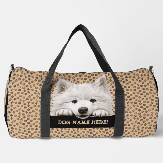 Sac De Sport Ajouter Un Nom De Chien, Votre Nom, Samoyé (Recto)