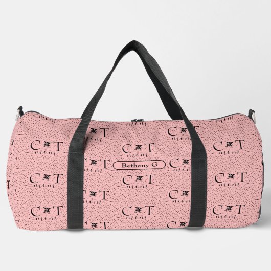 Sac De Sport Ajouter un nom Initiales, Chat Maman sur rose (Recto)