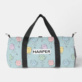 Sac De Sport Ajouter un nom Motif de chat à ballon  Mignon Mini