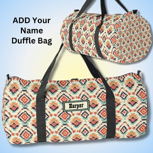 Sac De Sport Ajouter un nom, Orange Turquoise noir géométrique 