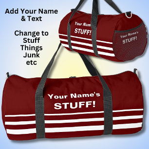 Sac De Sport Ajouter Votre Nom Objet Texte Rouge foncé
