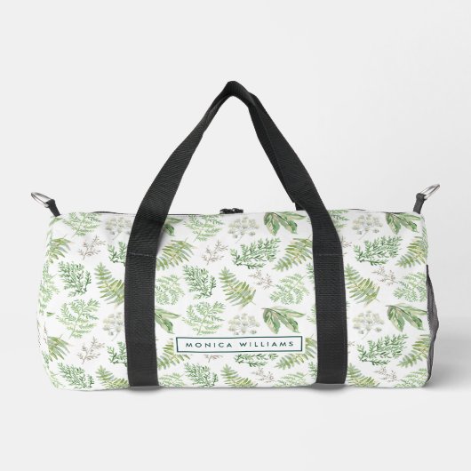 Sac De Sport Ajoutez votre nom | Forest Greenery Motif (Recto)