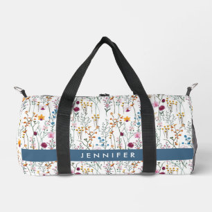 Sac De Sport Ajoutez votre nom Motif Fleur sauvage d'été