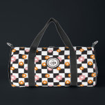 Sac De Sport Ajoutez votre propre tableau de bord de la fleur d<br><div class="desc">Ajoutez votre propre logo Retro Monogram Daisy Flower Checkerboard Motif Duffle Bag Gym Bag dispose d'un motif rétro en damier noir et blanc avec des fleurs de marguerite rose et orange. Ajoutez votre logo,  image ou image pour un cadeau fabuleux pour les entreprises clientes. Créé par Evco Studio www.zazzle.com/store/evcostudio</div>
