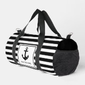 Sac De Sport Ancre nautique Nom du bateau noir blanc rayé (Coin droit)