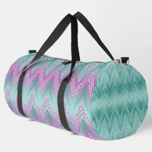 SAC DE SPORT AQUA BLUE & PURPLE SHIMMER LOOK ZIG ZAG MOTIF