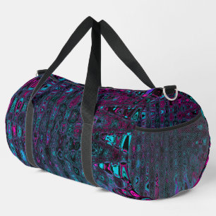 Sac De Sport Aqua Magenta et Vagues Abstraites noires