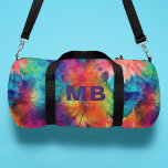 Sac De Sport Aquarelle Abstraite couleur monogramme personnalis<br><div class="desc">Monogramme Colorful Abstrait Aquarelle personnalisée Nom Duffle Bag dispose d'un motif abstrait couleur arc-en-ciel coloré en bleu, vert, violet, rouge, orange et jaune avec votre monogramme personnalisé en typographie moderne. Parfait pour le sport, la gym, les voyages et plus encore. Fait un grand cadeau personnalisé pour la famille et les...</div>