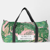 Sac De Sport Aquarelle de fille Tropical Palm Leaf Nom rose (Recto)