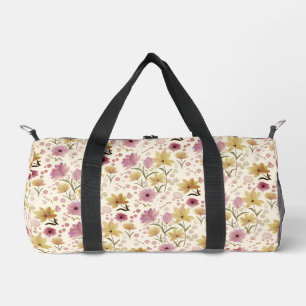 Sac De Sport aquarelle Fleur sauvage rose bohème