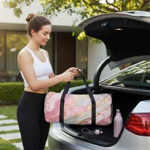 Sac De Sport Aquarelle Motif en marbre liquide Nom personnalisé