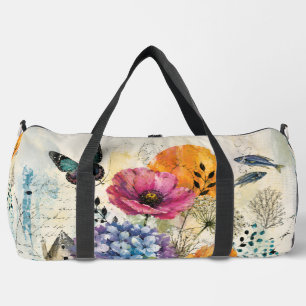 Sac De Sport Art de collage mixte botanique vibrant