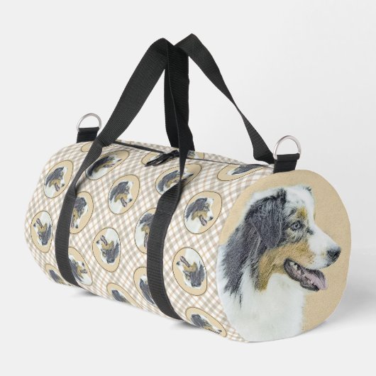 Sac De Sport Australian Shepherd Black Tri Peinture Dog Art (Coin gauche)