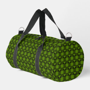 Sac De Sport Avocat Vert Plaid Buffalo Heart Noir
