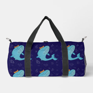 Sac De Sport Baleine Roi avec Couronne Art Populaire Océaniqu