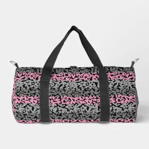 Sac De Sport Bandes pixelisées numériques roses, grises et noir