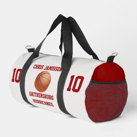Sac De Sport Basketball Team Coach Player Crimson Personalize (Coin droit)