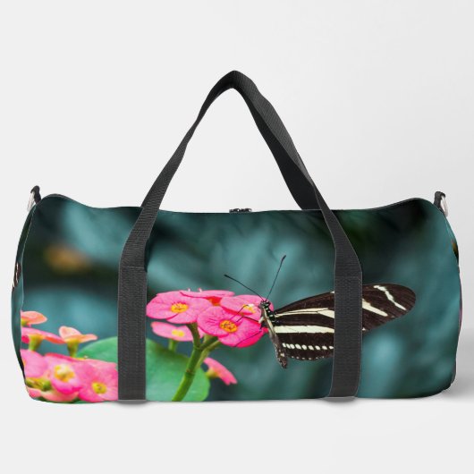 Sac De Sport Beau papillon sur une fleur rose (Recto)