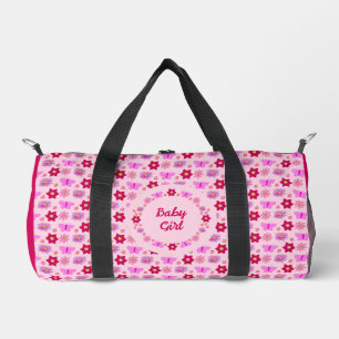 Sac De Sport Bébé rose Papillons et fleurs personnalisés