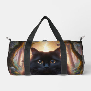 Sac De Sport Belle Fluffy Chat Noir avec yeux or