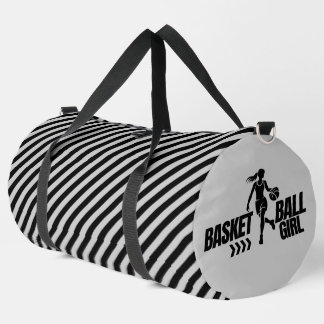 Sac De Sport Black And White Striped Basketball Player Girl