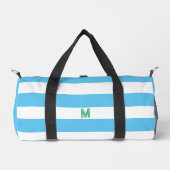 Sac De Sport Bleu Cabana Stripe & Monogramme vert personnalisé (Recto)