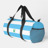 Sac De Sport Bleu Cabana Stripe & Monogramme vert personnalisé (Coin droit)