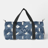 Sac De Sport Bleu Denim et Monogramme Initial Blanc (Recto)