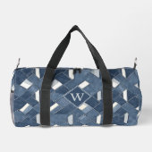 Sac De Sport Bleu Denim et Monogramme Initial Blanc (Verso)