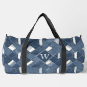 Sac De Sport Bleu Denim et Monogramme Initial Blanc (Recto)
