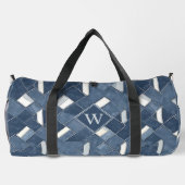 Sac De Sport Bleu Denim et Monogramme Initial Blanc (Verso)