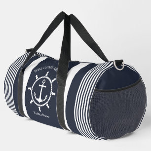 Sac De Sport Bleu et blanc de la marine nautique rayé avec Ancr