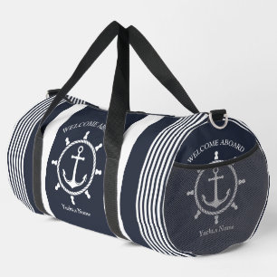 Sac De Sport Bleu et blanc de la marine nautique rayé avec Ancr