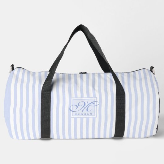 Sac De Sport Bleu pastel et Blancs - Monogramme (Recto)