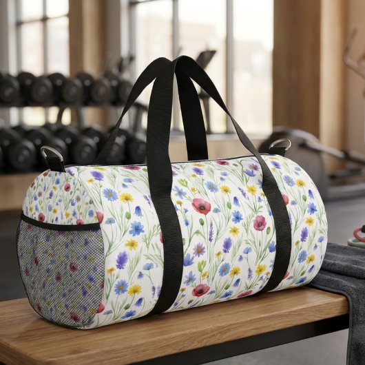 Sac De Sport Blue Red Watercolor Wildflower