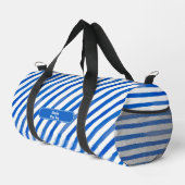 Sac De Sport Blue Stripes on White and Text (Coin droit)