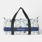 Sac De Sport Blue Watercolor Wildflower Monogram (Recto)