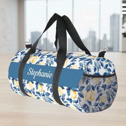 Sac De Sport Blue Yellow Watercolor Lemon Monogram