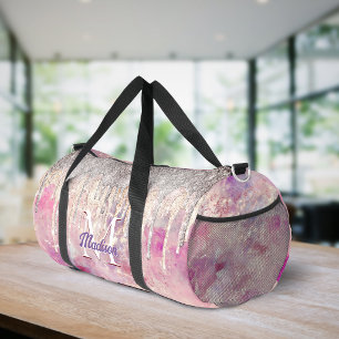 Sac De Sport Blush rose chic pailleté monogramme gouttes