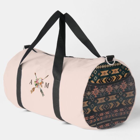 Sac De Sport Boho Blooms et flèches Monogrammes (Coin droit)