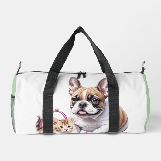 Sac De Sport Bouledogue français avec un chat (Verso)
