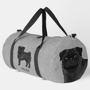 Sac De Sport Bouledogue noir mignon chien de dessin animé avec
