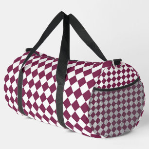 Sac De Sport Bourgogne Blanc Damier Diamant Motif Large